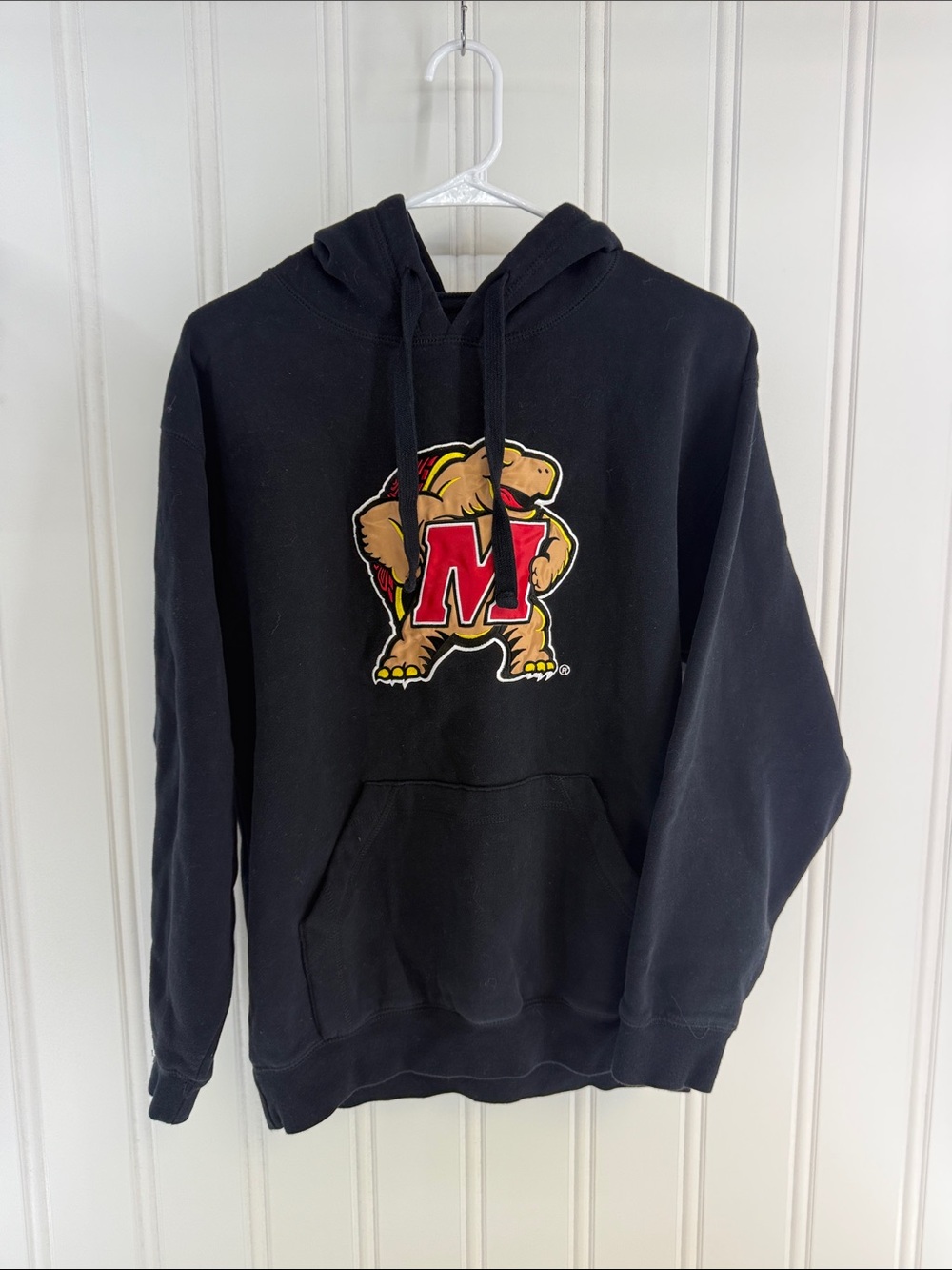 Black Hooded Sweatshirt with Red Maryland 'M' Turtle Logo